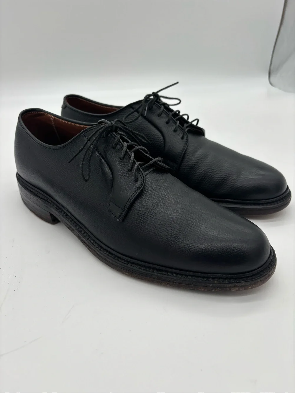 Alden Black Leather Derby Blucher Shoes